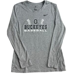 Nike Dri-FIT Ohio State Buckeyes Baseball Long Sleeve Shirt Gray Men’s‎ Size L